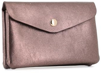 Flora & Co - Porte-Monnaie Et Cartes en Similicuir Irisé Brillant - Portefeuille Pochette Format Mi-Longue À Magnétique - Pratique Léger - Cuivre