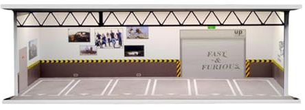 Folpus Vitrine für Automodelle im Maßstab 1/64, malerischer Diorama-Ausstellungsparkplatz mit Beleuchtung für Mini-Modellautos, A