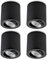 Sweet Led Aufbauspot GU10 Schwarz gebürstet – 4er Set Aluminium Deckenstrahler 230V – LED Spots deckenleuchte rund (7W warmweiß) schwenkbar, inkl. Leuchtmittel – spotlight Innenbeleuchtung