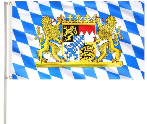 Bayern Flagge, 90x150 cm oktoberfest deko, Bayern Fahne, Bayerische Fahne, Flagge Freistaat Bayern, Oktoberfest Flagge, mit Messing-Ösen für Oktoberfest Bayern Bier Festival Bar Garten