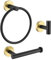 TURS Bathroom Hardware Accessories Set,Towel Hook Toilet Roll Holder Towel Ring, Wall Mounted Toilet Paper Holder, 3 Pieces Classic Stainless Steel Bath Accessory Hooks, Black+Brushed Gold