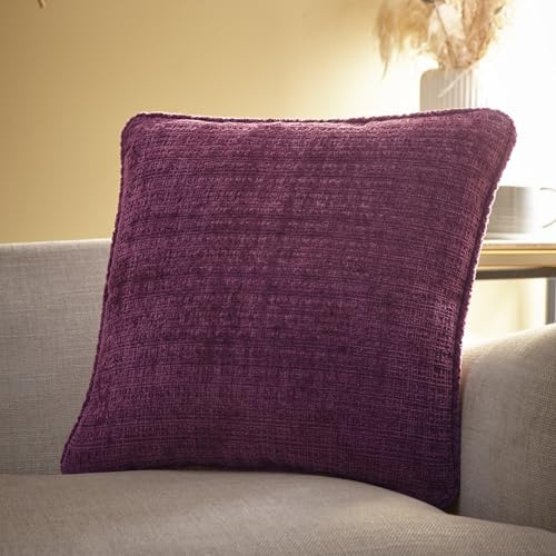 Appletree - Weinrotes Chenille-Kissen (43 x 43 cm) – 100% recyceltes Polyester – Füllung inklusive – malvenrotes Kissen mit Bezug/Kissenfüllung – Kissen in Weinrot für Sofa/Wohnzimmer