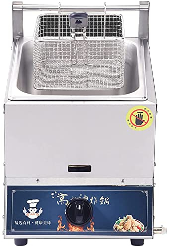 ZYLDDS Friggitrice Professionale a Gas,Friggitrice A Gas da Banco A GPL con Cestello, per cestello per Ristorante Commerciale Famiglia ​friggitrice,10L