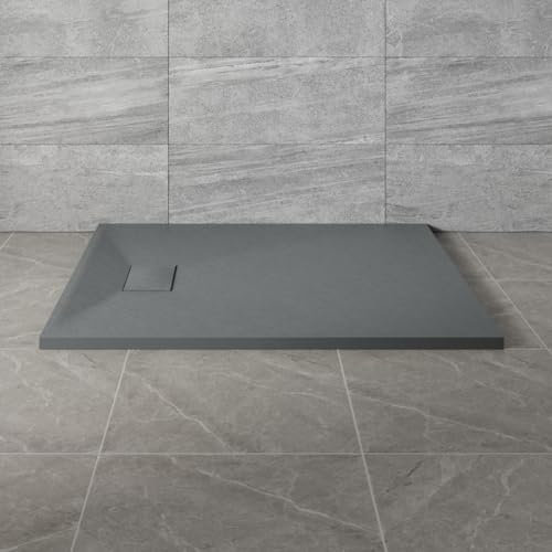 NRG 1200x900mm Anthracite SMC Rectangle Shower Tray Slip-Resistance Bathroom Shower Enclosure Base Tray