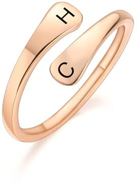 INBLUE Personalisierte 925 Sterling Silber Spirale Twist Ring für Frauen Gravur mit Name/Datum/Initial Ringe für Frauen Einstellbare Offene Versprechen Ringe Geschenk für Hochzeit Verlobung - B3