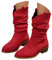 Dasongff Donna Stivaletti a pieghe in finta pelle scamosciata con tacco basso metà stivali da cowboy western con cerniera a pieghe retrò eleganti scarpe invernali stivaletti lunghi, A2 Rosso, 42 EU