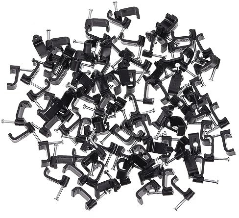 CANIGHT Clips Clamps 100pcs Black j Hooks Half Clamps for Wire Fixing Durable Support Clamps for Electrical Cables Wires and Ducting Essential Tools for Organizing and Securing Wires