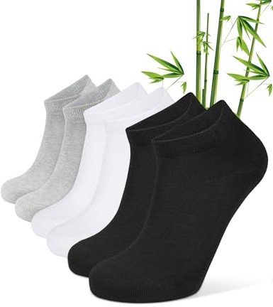 CLOSEMATE 6 Paires Chaussettes Basses Homme Femme 39-42 43-46 Bambou Doux | Tissu absorbant et anti-odeurs, Coutures plates anti-frottement, Talons et orteils renforcés, Bord doux sans pression