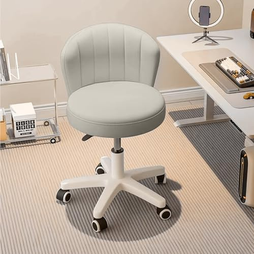 HDHNBA Niedlicher Stuhl ohne Armlehnen, Frisierstuhl mit Rollen, Kleiner Schreibtischstuhl, Verstellbarer Drehstuhl mit Rollen für das Homeoffice, Schlafzimmer