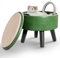 BRIAN & DANY Footstool with Storage, Small Storage Ottoman, Faux Leather Round Stool with Lid, Foot Stool with Legs for Living Room Entryway, Green