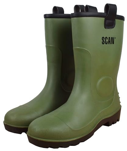 Scan Fleece Lined Wellingtons, Waterproof PVC Boots with Rigger-Style Pull Tabs & Cleated Outsole, Size UK: 8 EUR: 42