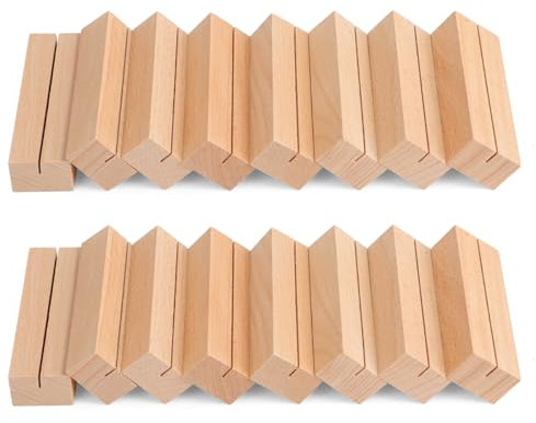Windfromort Lot de 16 porte-cartes de table en hêtre - Porte-cartes de menu - Présentoir photo - Présentoir en bois - Présentoir de table en bois de hêtre - Pour mariages, banquets, fêtes,