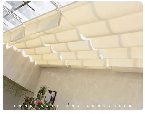 Rygcrud Versenkbares Vordach Pergola-Schattensegel Wasserdicht, Terrassen-Wellenmarkise Sonnenschutzdach Mit Schiebe-Kits Für Terrassen, Balkone, Höfe(1.2x5m)