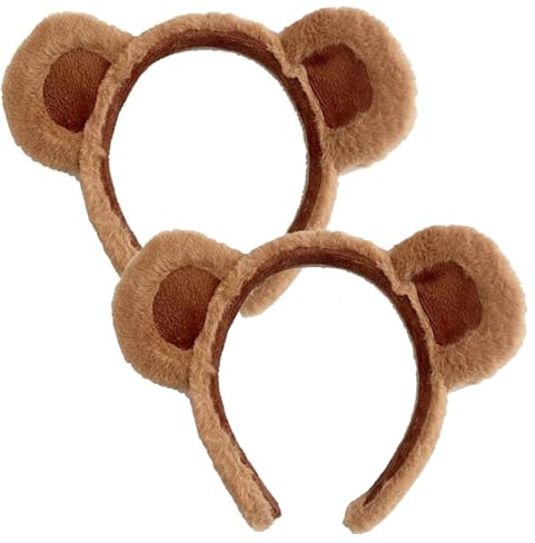 2 Stück Bärenohren-Stirnband,Plüsch Tier Ohren Stirnband Tier Haarreif mit Ohren, Tierohren Kopfbedeckung Cartoon Tierohren Haarschmuck,für Erwachsene Kinder Halloween Karneval Cosplay Kostüm