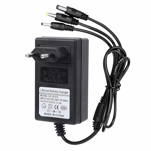 R23C Bolwins 6V 2A Ladegerät Netzteil für Kinderfahrzeuge Elektroautos Motorräder Quads mit 3 Steckern 5.5x2.5mm 4.0x1.7mm 3.5x1.35mm LED Anzeige Schnellladegerät Netzadapter
