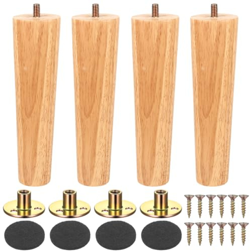 AIOUHMYM 4 Stück 18cm Massivholz Möbelfüße | Konische Ersatzfüße, passend für Sofa, Tisch, Bett, Schrank, Kommode und diverse Möbel