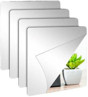 Hitopin Miroir Mural Autocollant 15 X 15cm,12 Pièces Antidéflagrant Carrés Flexible Miroir,miroirs Autocollants en Acrylique pour Murs,Miroir Acrylique Adhésif,pour Décoration Chambre Salon Bain