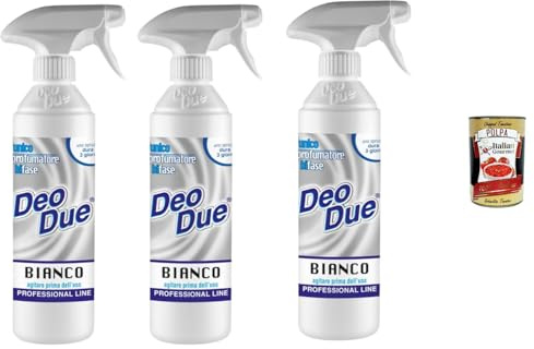 Deo Due Profumatore Bifase Bianco Professional Line 3x500ml Textilparfüm Wäscheduft Spray Geruchsneutralisierer Raumduft Stoffspray für Kleidung Sofa Vorhänge Teppiche + Italian Gourmet polpa