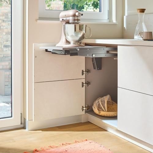 KESSEBÖHMER ChefsTable Parallelschwenkmechanik bis 16 kg (ohne Tischplatte) | Unterschrank Schwenkbeschlag mit SoftSTOPPplus für Küchenmaschinen, Thermomix, Brotmaschine von SOTECH