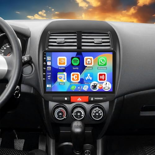 2G+32G Android 14 Autoradio für Mitsubishi ASX 2010-2016 mit Carplay & Android Auto Doppel Din Bluetooth Autoradio mit 10 Zoll HD Touchscreen FM/RDS GPS Navi WLAN SWC Rückfahrkamera Lenkradsteuerung