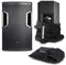 Power Dynamics PD612A Active PA Speaker System Pair with Bags - 12 Inch Bi-Amplified 800W Powered Speaker Package, DSP, EQ, Stage Monitor & Stands Mount