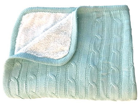 effe bebe Magnolia Babydecke mit Zopfmuster und Sherpa (Strandglas)