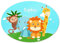 Türschild mit Namen Sophia und schönem Tier-Motiv mit AFFE, Elefant, Löwe und Giraffe für Mädchen | Kinderzimmer-Schild