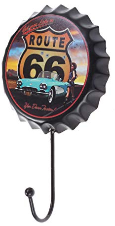 VOSAREA Wrought Iron Hook Decorative Wall Hook Bottle Cap Art Retro Vintage Metal Sign Home Bar Decoration Bag Key Coat Towel Hat Clothes Wall Hook