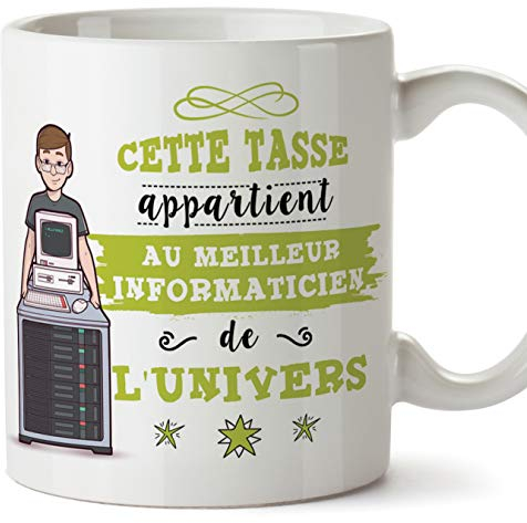 Mugffins Informaticien Tasses Originales de café et Petit-déjeuner à Donner Travailleurs Professionnels - Cette Tasse Appartient au Meilleur Informaticien de l'univers - Céramique 350 ML