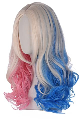 FVCENT 26 Inches lange lose lockige Mischfarbe Frauen Cosplay Karneval Perücke,Harley Quinn cos… (mischen)