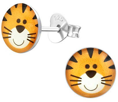 Monkimau Mädchen Ohrringe Tiger Ohrstecker aus 925 Sterling Silver Silber