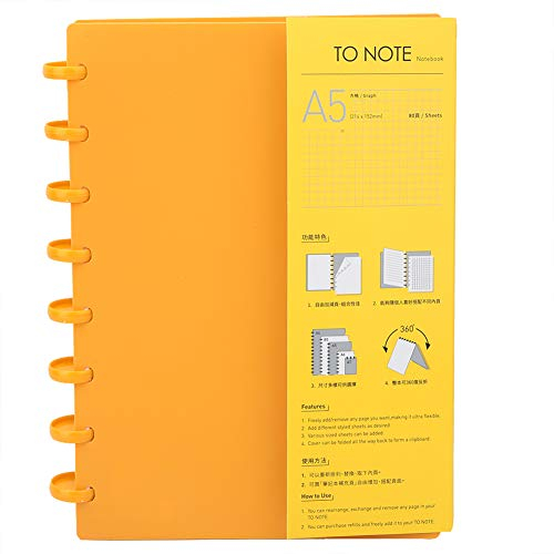 Loose Leaf Journal Notebook tragbare A5 Spiralblock Binder nachfüllbar Briefpapier Notebook Office Schulbedarf(Orange Block)