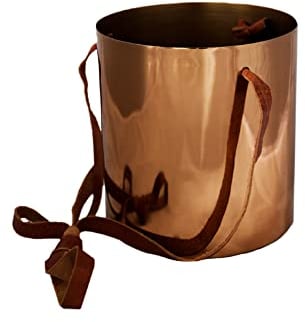 Ivyline Copper Hanging Planter with Leather Strap - Lightweight, Stylish & Waterproof - Premium Quality Indoor Iron Flower Plant Pot - H16cm x D15cm