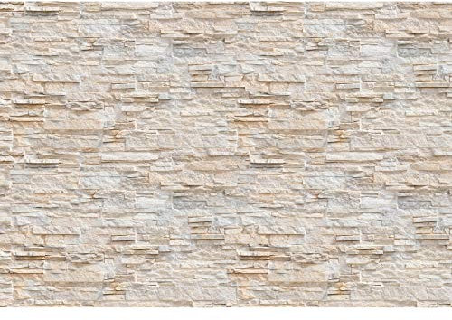 Beige Fototapete als Steinwand | Naturstein Fototapete in Crème Weiß für Flur und Wohnzimmer | Bruchstein Tapete in 3D Optik