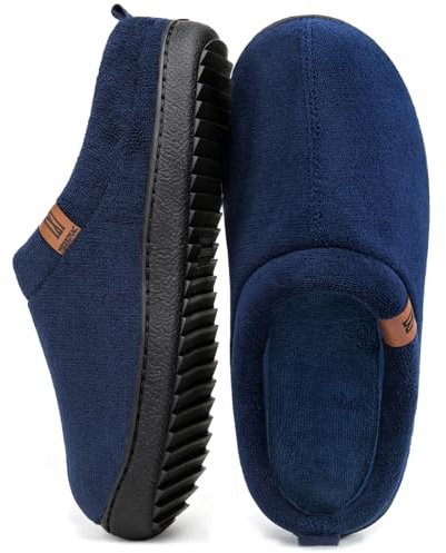 MERRIMAC Men's Slip-on Slippers Memory Foam Non-slip Indoor House Shoes | Backless, Faux Sherpa Shearling Lining, Lightweight, Flexible, Indoor & Outdoor, Machine Washable