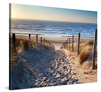PICANOVA – Bild auf Leinwand Weg zum Meer 100x75cm – Leinwandbild – Premium Leinwanddruck – Wandbild Kunstdruck Auf 2cm Holz-Keilrahmen Wohnzimmer Wanddekoration – Strand