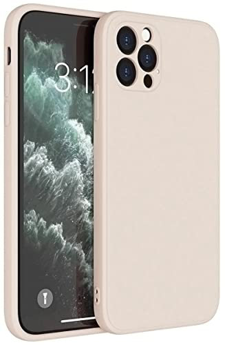 Mixroom Coque de protection en silicone TPU mat, avec bords plats, protège parfaitement les appareils photo, compatible avec iPhone 12 Pro, beige