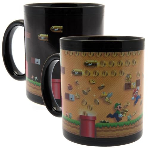 Super Mario Official Heat Changing Mug (One Size) (Black/Yellow)