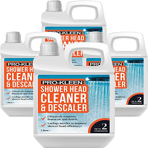 Pro-Kleen Shower Head Cleaner & Descaler - Deeply Cleans to Remove Dirt, Bacteria, Limescale, Grime and Debris - Prevents Legionella Bacteria - Easy to Use Formula (4 x 1 Litre)