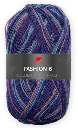 Pro Lana Golden Socks 4-fach Fashion 6 707 - Blau/Türkis/Pfirsich/Pink