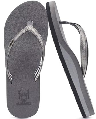 KuaiLu Tongs Femme Tissu été Flip Flops Plage et Piscine Adulte Soutien Voute Plantaire Tongue Sandales Cuir Orthopedique Yoga Mousse Antidérapantes Semelles Douche Claquette gris 40