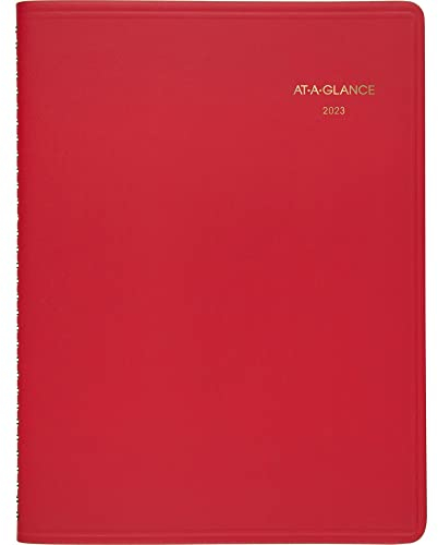 AT-A-GLANCE Wochenplaner 2023, Viertelstündliches Terminbuch, 21,6 x 27,9 cm, groß, modische Farbe, Rot (7094013)