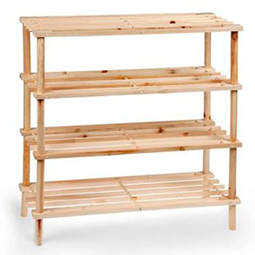 AC - Zapatero de 4 Niveles - Fabricado en Madera Natural - Estantería Multiusos - Ideal para recibidor, Pasillo o Dormitorio - 67 x 63 x 26 cm - Color Madera Clara
