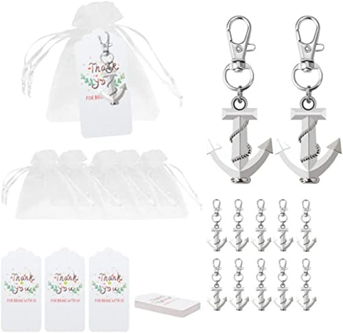 Aotoer 50 llaveros de ancla para fiestas, recuerdos de boda para invitados, adornos de ancla, regalos con bolsas de regalo con cordón y etiquetas de agradecimiento para decoraciones de fiesta de boda
