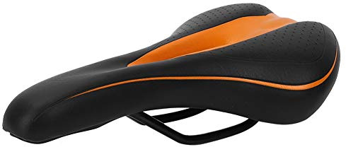 Fahrradsattel aus hochwertigem Material mit wasserdichter Oberfläche - Extrem bequemer -Sattel für Herren in Schwarz-Orange Design. Perfekt als ergonomischer Fahrradsitz Mountainbikes, BMX und Ren