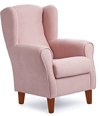 Sillonea - Sillón Orejero Roma, butaca pequeña para salón. Sillón de Lectura Individual, Ideal para Ver la TV/Leer. Medida: 100x74x77cm. Tapizado con Tela Antimanchas. (Rosa, Cerezo)