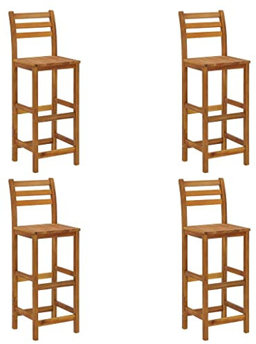 WIFESE Barhocker Esstisch Mit 4 StüHlen EsszimmerstüHle 4er Set StüHle Esszimmer KüChenstüHle Barhocker Mit Lehne Holzhocker KüCheninsel Barstuhl Barhocker Holz Bar Stool Massivholz Akazie 4 STK.