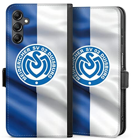 Klapphülle kompatibel mit Samsung Galaxy A 14 5G Handyhülle aus Kunst Leder schwarz Flip Case MSV Duisburg Bundesliga Offizielles Lizenzprodukt