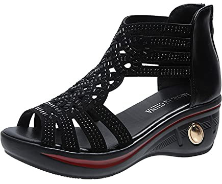 MJGkhiy Sandalo Zeppa Donna NeroScarpe Donna Memory Foam Sandali Sandali Estivi Donna Eleganti Donna Sandali Con Cinturino Sandali Da Cerimonia Donna Sandali Cerimonia Donna Rosa Cipria