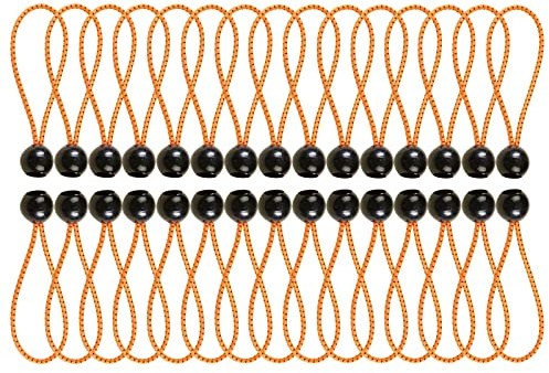 Bungee Cord with Balls,75 Pack 6 inch, Marquee Bungee Toggles Tensioning Belts for Marquees, Tents Banners, Tent Poles, Flag Poles, Camping Tarp,tarpaulin holder, Orange